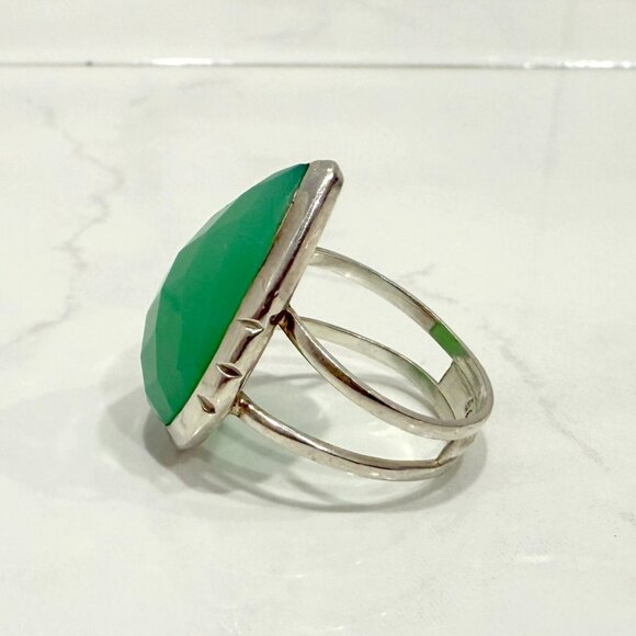 Boho Sterling Aqua Chalcedony TearDrop Ring Sz 7.75 Ladies - Picture 6 of 10